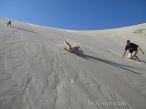 Alyssa barreling down the dunes