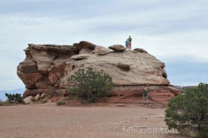 Kids climbing rocks