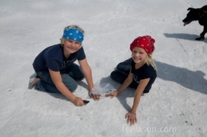 Jordan & Carlye collecting salt