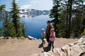 Poppi, Carlye, & Alyssa hiking Crater Lake NP