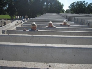 Kids playing at a rest stop