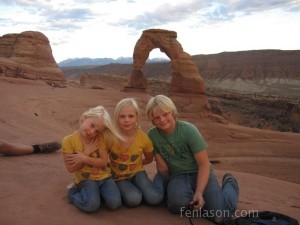 Kids at Delicate Arch