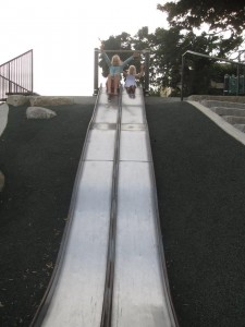 Girls on the slide at Kerry Park - Seattle