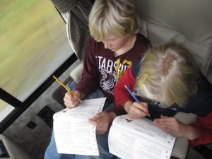 Kids working on their Junior Ranger badges for Olympic National Park