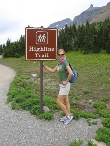 Rochelle at the start of our 11.6 mile hike on Highline Trail