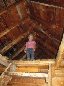 Alyssa having fun in an abandoned building