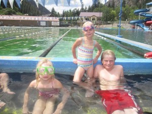 Kids enjoying the warm hot springs.