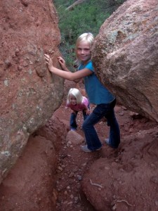 Carlye & Alyssa playing on the Garden of the Gods rocks