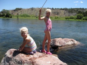 Carlye & Alyssa playing at the Green River