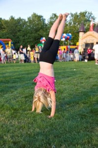 Carlye doing handstands