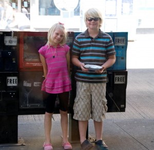 Carlye & Jordan collecting food money for "Grip" the lizard