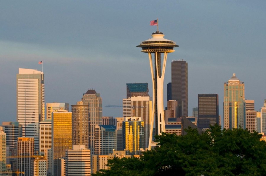 Seattle just after sunset from Kerry Park